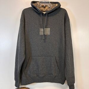 Buck Wear Men's Gray Hoodie - Respect "God, Family, Country” graphic Size Large